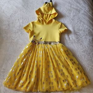 Pokemon Pikachu Hooded Short Sleeve Cosplay Dress Size 10/12